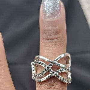 Silver Ring with Black Jewels